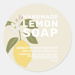 Modern handgjord Lemon Soap Botanical Antique Whit Runt Klistermärke