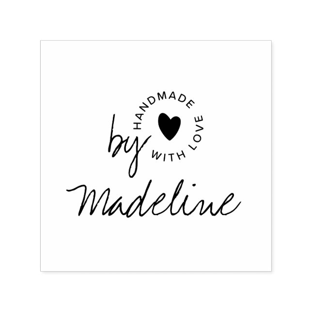 Modern Handgjord med Kärlek Script Hjarta Självfärgande Stämpel (Design)