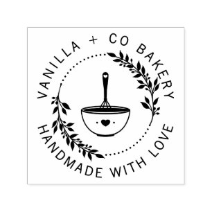 Modern handgjord med Kärlek Whisk Bakery Business Självfärgande Stämpel