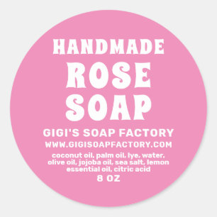Modern handgjord Rosa av Ro-soap Runt Klistermärke