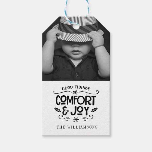 Modern handletsed | Black White Photo Sticker G Presentetikett (Framsidan)