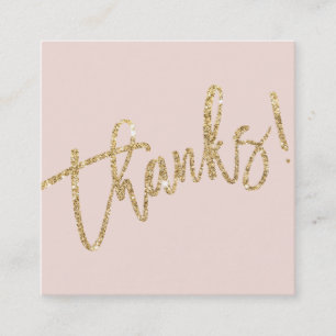 MODERN HANDLETTERED Tack vare guld glitter rosa Fyrkantigt Visitkort