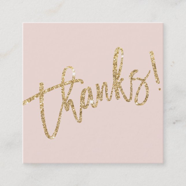 MODERN HANDLETTERED Tack vare guld glitter  rosa Fyrkantigt Visitkort (Framsida)