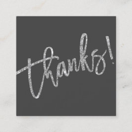 MODERN HANDLETTERED Tack vare silver glitter grått Fyrkantigt Visitkort