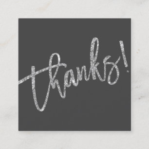MODERN HANDLETTERED Tack vare silver glitter grått Fyrkantigt Visitkort
