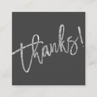 MODERN HANDLETTERED Tack vare silver glitter grått Fyrkantigt Visitkort