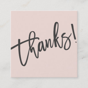 MODERN HANDLETTERED Tack vare trendigets rosa sva Fyrkantigt Visitkort