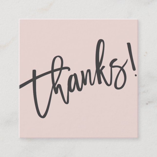 MODERN HANDLETTERED Tack vare trendigets  rosa sva Fyrkantigt Visitkort (Framsida)