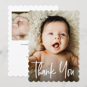 Modern Handlettering Anpassad 2 Bilder Baby Shower Tack Kort