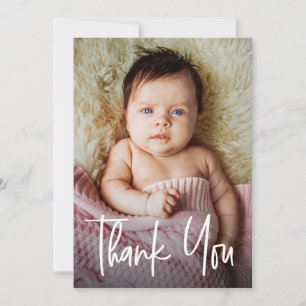 Modern handlettering anpassad babyflicka shower fo tack kort
