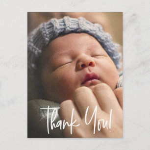 Modern handlettering av Baby födelsemeddelande Vykort