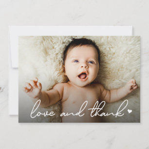 Modern handlettering av Baby Photo kärlek och tack Kort