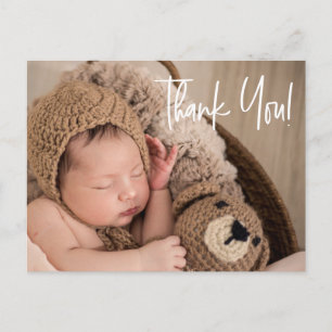 Modern handlettering av fotofostret Tack Baby Vykort
