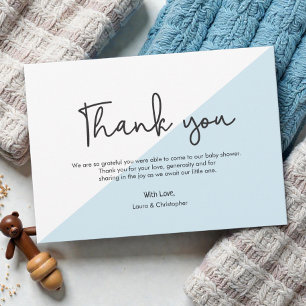 Modern Handlettering Baby Shower Blå tack Inbjudningar