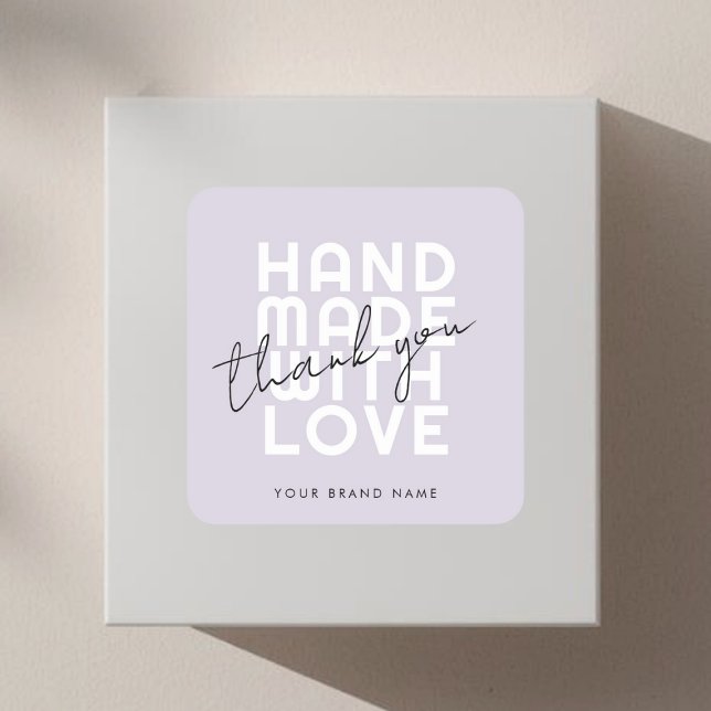 Modern handmade with love thank you fyrkantigt klistermärke (Skapare uppladdad)