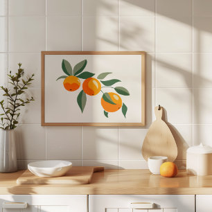 Modern handmålad gouache orange gren konst poster