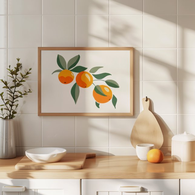 Modern handmålad gouache orange gren konst poster (Skapare uppladdad)