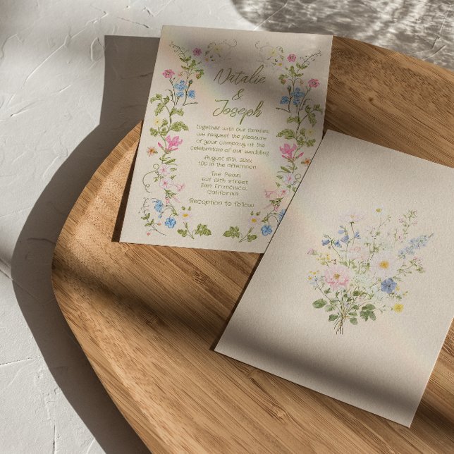 Modern Handritad Blommig Sommarbröllop Inbjudningar (Skapare uppladdad)
