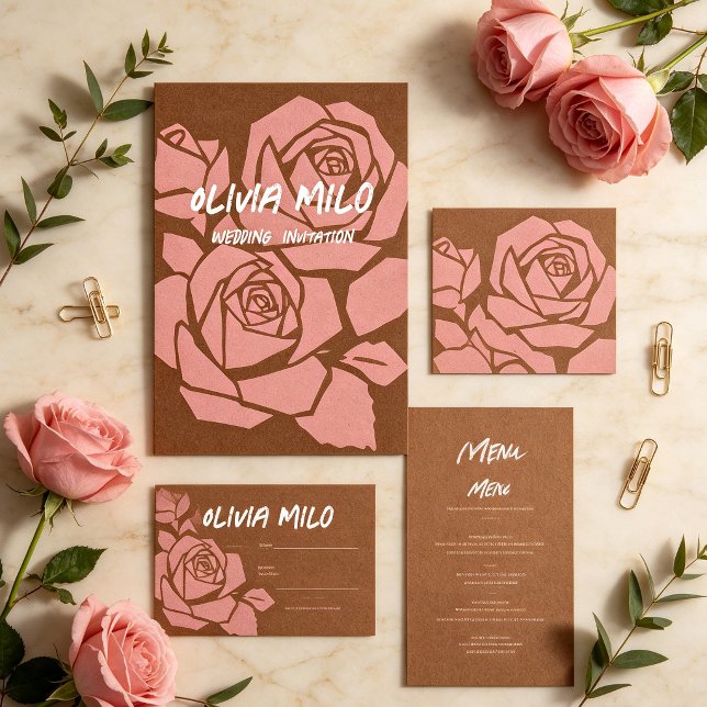 Modern handritad blomsterbröllop inbjudningar (Skapare uppladdad)