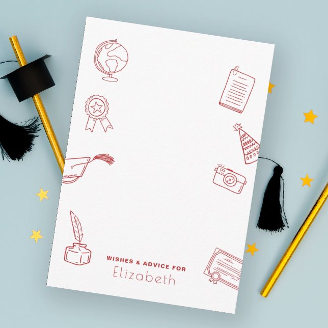  Modern Handritad Chic Röd Examenshögtid  Tilläggskort (Skapare uppladdad)