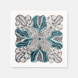 Modern handritad doodle med blå pappersservett