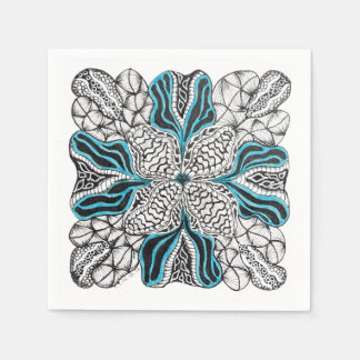 Modern handritad doodle med blå pappersservett