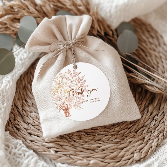 Modern handritad höstblomma i Bröllop Gåvor Etiketter (Skapare uppladdad)
