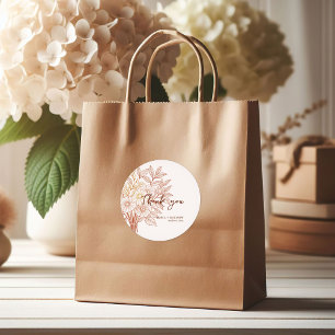 Modern handritad höstblomma i Bröllop Runt Klistermärke