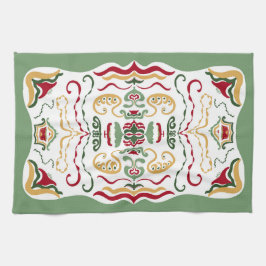 Modern handritad konst i uppdaterad helgdag färger kökshandduk