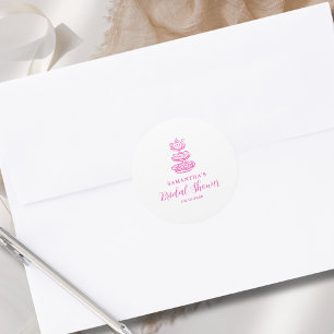 Modern Handritad Rosa Bröllopsdusch Runt Klistermärke