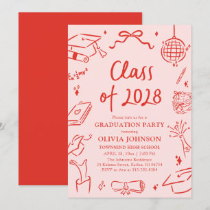 Modern Handritad Studenten 2028-fest Inbjudningar