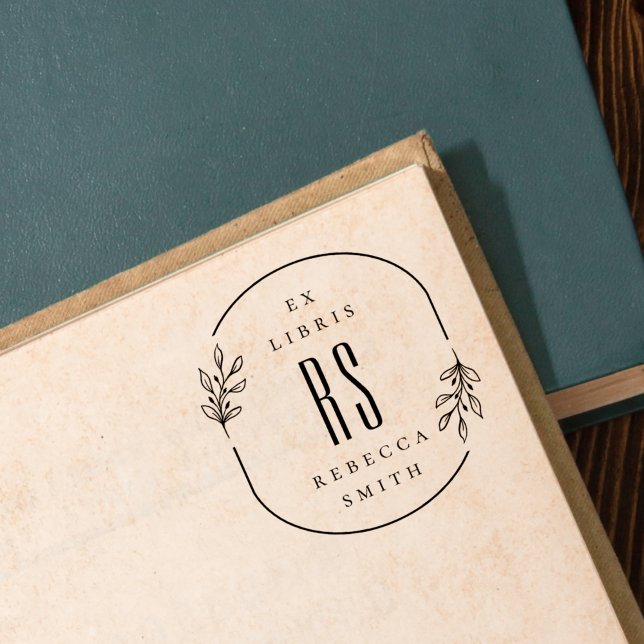 Modern handritade Löv Ex Libris eget namn Självfärgande Stämpel (Skapare uppladdad)