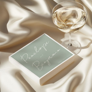 Modern handskrift av Bröllop Boho Sage Pappersservett