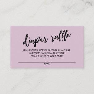 Modern handskrift Diaper Raffle Biljett Mauve Rosa Tilläggskort