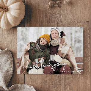 Modern Handskrift Glad tack till Thanksgiving Foto Julkort