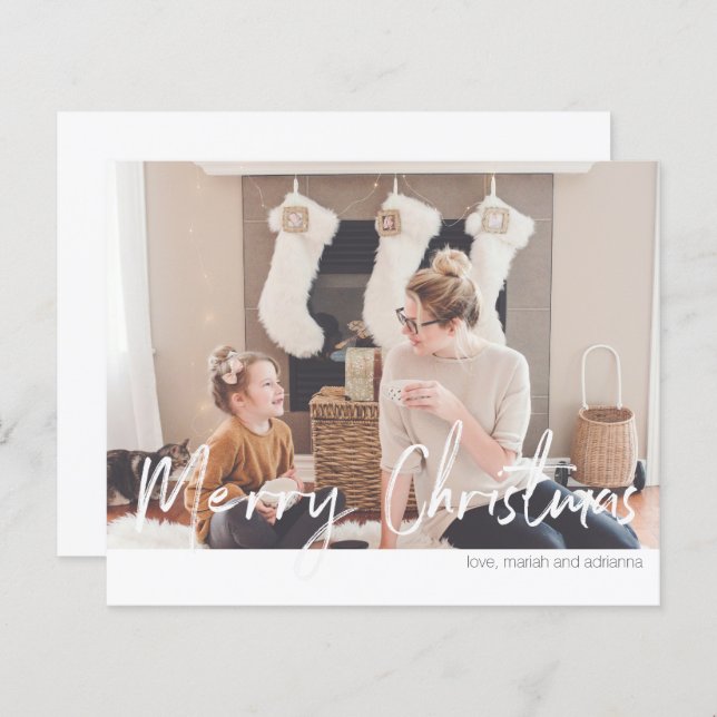 Modern handskriftsfoto för God jul Budget (Fram/baksida)