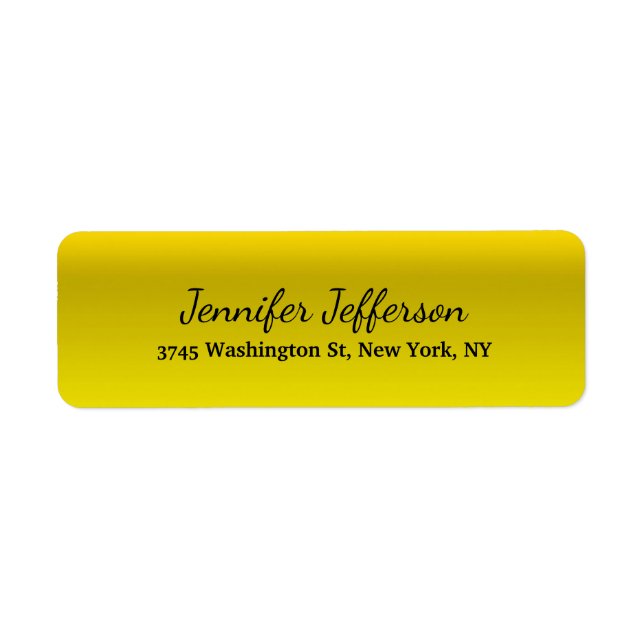 Modern handskriftsfunktion för elegant Gult Returadress Etikett (Framsidan)