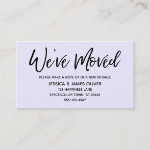 Modern handskriftslånerkort för vi har flyttat visitkort