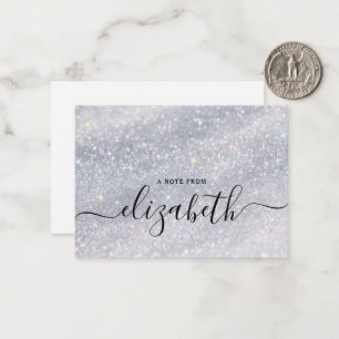 Modern handskriftsskript för Elegant Namn Glitter Anteckningskort