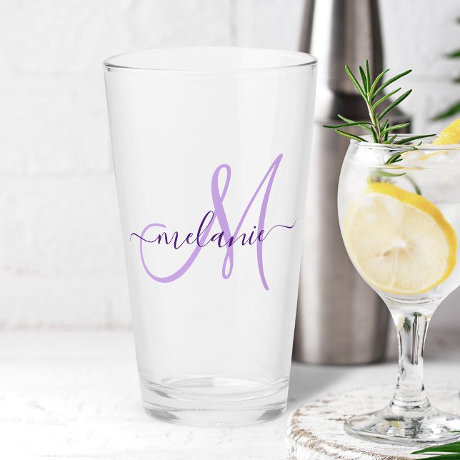 Modern handskriftsskript Monogram Namn Lila Glaskopp (Skapare uppladdad)