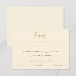 Modern handskriftssvar från Guld och Cream Bröllop OSA Kort