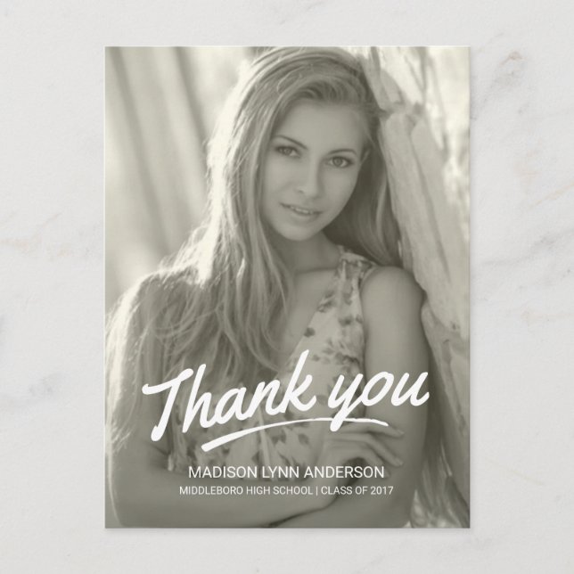 Modern handskript för Studenten Tack Vykort (Framsida)