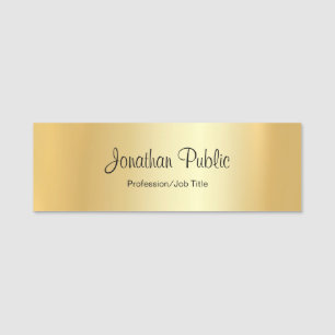 Modern handskript Glamor Guld liten rektangel Namnbricka