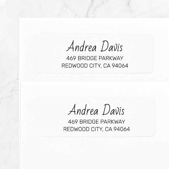 Modern handskriven Basic 02. Returadress Returadress Etikett (Modern simple hand sketched custom name basic return address label in black and white.)