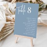 Modern handskriven   Classic Serif Guest Namn Bordsnummer<br><div class="desc">Enkla kort för bordsnummer och chic i Dusty Blue och White gör en elegant påstående vid din bröllop eller händelse. Designfunktionerna "bord [nummer]" i handskrivet skriptbrev,  med enskild gäst namn under i tidlös serif-typografi. Utformningen upprepas på båda sidor.</div>