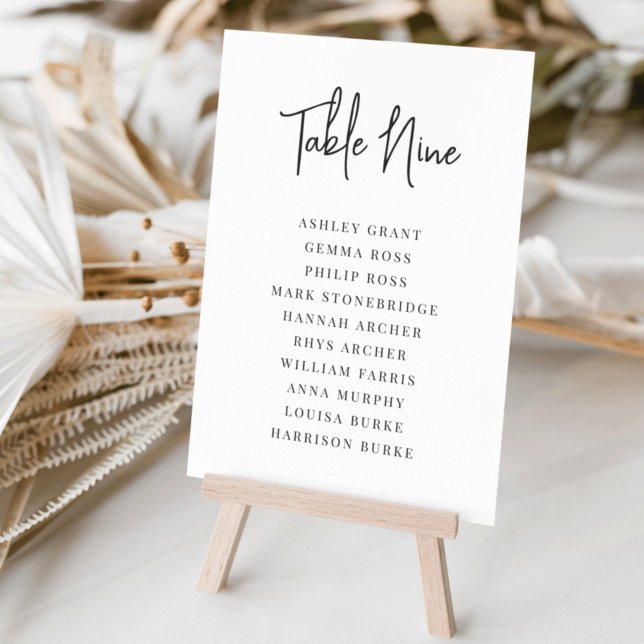 Modern handskriven + Classic Serif Guest Namn Bordsnummer (Skapare uppladdad)