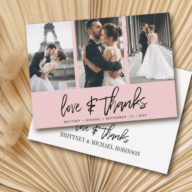 Modern, handskriven Elegant för fotokollage  Tack Kort (Show your appreciation to your loved ones with an awesome photo thank-you card!)