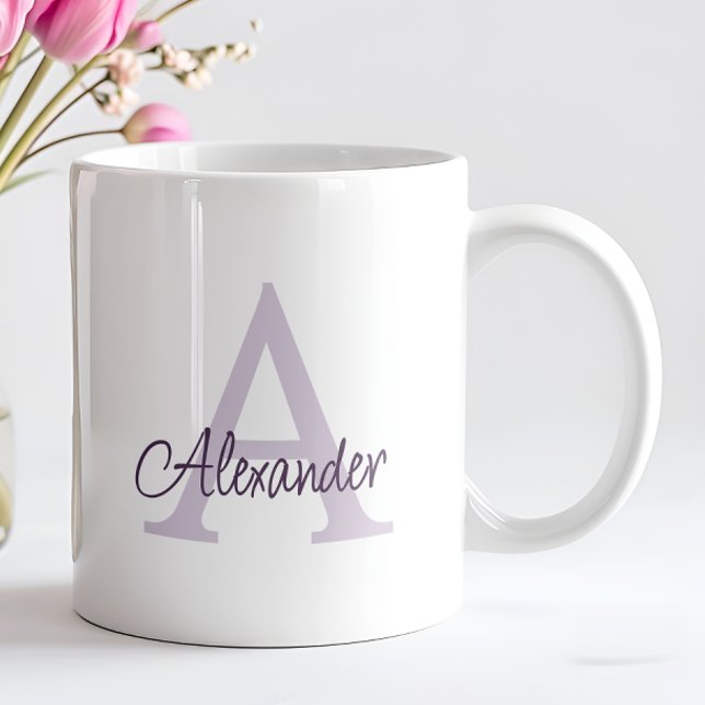 Modern handskriven Elegant Monogram & Namn Kaffemugg (Skapare uppladdad)