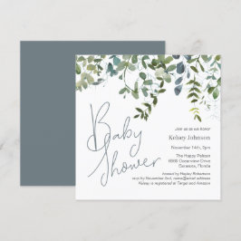 Modern handskriven Eucalyptus Greenery Baby Shower Inbjudningar