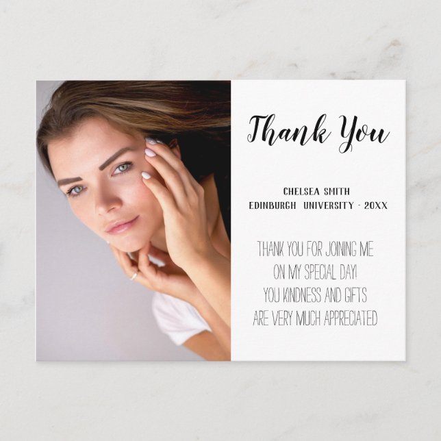 Modern handskriven examensbevis kort för tack (Framsida)